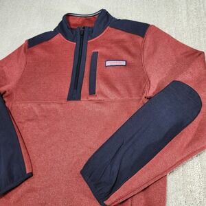 Vineyard Vines Sweatshirt Men Small Mountain Fleece Sweater Performance Golf Red